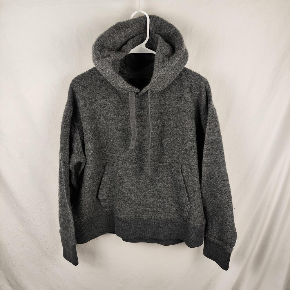 Banana Republic Hoodie Mens Large Gray Soft Knit Pullover Kangaroo Pocket Warm